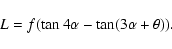 \begin{displaymath}L=f(\tan4\alpha-\tan(3\alpha+\theta)).
\end{displaymath}