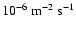 $10^{-6}~{\rm m^{-2}}~{\rm s^{-1}}$