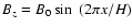 $B_z = B_0 \sin~(2\pi x/H)$