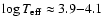 $\log T_{\rm eff} \approx 3.9{-}4.1$
