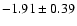 $-1.91\pm0.39$