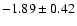 $-1.89\pm0.42$