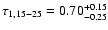 $\tau_{1,15-25}=0.70^{\rm +0.15}_{-0.25}$
