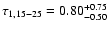 $\tau_{1,15-25}=0.80^{\rm +0.75}_{-0.50}$