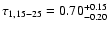 $\tau_{1,15-25}=0.70^{\rm +0.15}_{-0.20}$