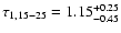 $\tau_{1,15-25}=1.15^{\rm +0.25}_{-0.45}$