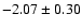 $-2.07\pm0.30$