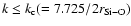 $k\leq k_{\rm c}(=7.725/2r_{\rm Si-O})$