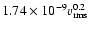 $1.74\times 10^{-9} v_{\rm rms}^{0.2}$