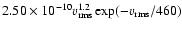 $2.50\times 10^{-10} v_{\rm rms}^{1.2}\exp(-v_{\rm rms}/460)$