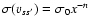 $\sigma(v_{ss^\prime})=\sigma_0x^{-n}$