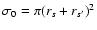 $\sigma_0=\pi(r_s+r_{s^\prime})^2$