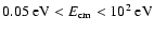 $0.05~\mbox{eV} < E_{\rm cm} < 10^2~\mbox{eV}$