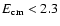 $E_{\rm cm}<2.3$