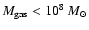 $M_{\rm gas} <10 ^8~M_\odot$