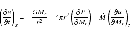 \begin{displaymath}\left( {\frac{{\partial u}}{{\partial t}}} \right)_{x}
= - \...
...M\left( {\frac{{\partial
u}}{{\partial M_{r} }}} \right)_{t}
\end{displaymath}