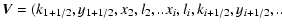 $\displaystyle \vec{V}=(k_{1+1/2},y_{1+1/2},x_2,l_2,..x_i,l_i,k_{i+1/2},y_{i+1/2},..$
