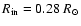 $R_{\rm in}=0.28~R_\odot$