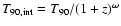 $T_{90,\rm int}=T_{90}/(1+z)^{\omega}$