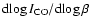 ${\rm d}\!\log I_{\rm {CO}}/{\rm d}\!\log \beta$