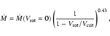 \begin{displaymath}
\dot{{M}} = \dot{{M}}({V_{\rm rot}} = 0) \left( \frac{1}{1 - {V_{\rm
rot}}/ {V_{\rm crit}}}\right)^{0.43} ,
\end{displaymath}
