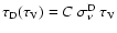 $\tau_{\rm D}(\tau_{\rm V})=C~\sigma^{\rm D}_{\nu}~\tau_{\rm V}$