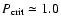 $\ensuremath{P_{\rm crit}}\simeq 1.0$