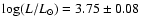 ${\rm log} (L/\ensuremath{{L}_{\odot}} ) = 3.75 \pm 0.08$