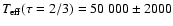 $\ensuremath{\mathit{T}_{\rm eff}} (\tau=2/3)=50~000 \pm 2000$