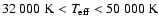 $32~000~{\rm K}< \ensuremath{\mathit{T}_{\rm eff}} < 50~000~{\rm K}$