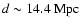 $d\sim14.4~{\rm Mpc}$
