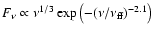 $F_\nu \propto \nu^{1/3}\exp\left(-(\nu/\nu_{\rm ff})^{-2.1}\right)$