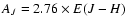 $A_J=2.76\times\mbox{$\space E(J-H)$ }$