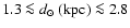 $\rm 1.3\la\mbox{$\space d_\odot$ }(kpc)\la 2.8$