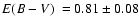 $\mbox{$\space E(B-V)$ }=0.81\pm0.08$