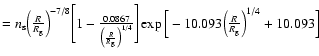 $= n_{\rm s} \Big( \frac{R}{R_{\rm g}} \Big)^{-7/8} \Bigg[ 1-\frac{0.0867}{ \big...
... \Bigg] \exp \Big[ -10.093 \Big( \frac{R}{R_{\rm g}} \Big)^{1/4} + 10.093 \Big]$