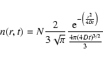 \begin{displaymath}n(r,t) = N \frac{2}{3\sqrt{\pi}} \frac{{\rm e}^{-\left(\frac{r^2}{4Dt}\right)}}
{\frac{4\pi(4Dt)^{3/2}}{3}}
\end{displaymath}
