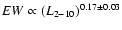 $EW\propto(L_{2-10})^{0.17\pm0.03}$