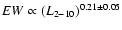 $EW\propto(L_{2-10})^{0.21\pm0.05}$