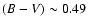 $(B-V)\sim0.49$