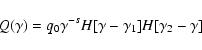 \begin{displaymath}Q(\gamma)=q_0\gamma ^{-s}H[\gamma -\gamma _1]H[\gamma _2-\gamma]
\end{displaymath}