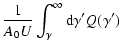 $\displaystyle {1\over A_0U}\int_{\gamma}^\infty {\rm d}\gamma'Q(\gamma')$