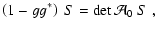 $\displaystyle \left(1-g g^*\right)~S =\det\mathcal A_0 ~ S\;,$