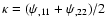 $\kappa=(\psi_{,11}+\psi_{,22})/2$