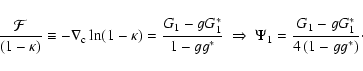 \begin{displaymath}{{\cal F}\over(1-\kappa)}\equiv -\nabla_{\rm c} \ln(1-\kappa)...
...arrow \;
\Psi_1={G_1-g G_1^*\over 4\left(1-gg^*\right)}
\cdot
\end{displaymath}