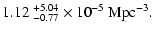 $\displaystyle 1.12~^{+5.04}_{-0.77} \times 10^{-5}{\rm {~Mpc}}^{-3}.$