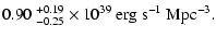 $\displaystyle 0.90~^{+0.19}_{-0.25} \times 10^{39}~{{\rm erg~s}}^{-1}~{{\rm Mpc}}^{-3}.$