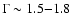 $\Gamma\sim 1.5{-}1.8$