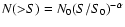 $N({>}S) = N_0 (S/S_0)^{-\alpha}$