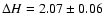 $\Delta H = 2.07 \pm 0.06$